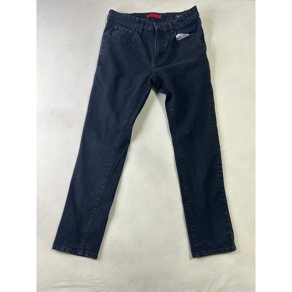 M.B.X Mens Slim Fit Black Denim Jeans Size 32x30 Stretch 5 Pocket Casual Pants